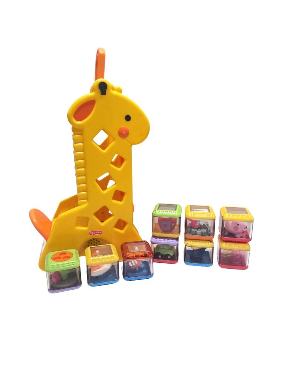 Fisher Price Peek A Boo Sensory Toy Tumblin Sounds Giraffe With 9 Blocks